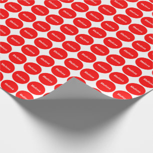 Red Dots Pattern On White With Name Wrapping Paper