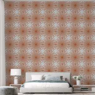 Red Dotted Abstract Flowers Pattern Wallpaper