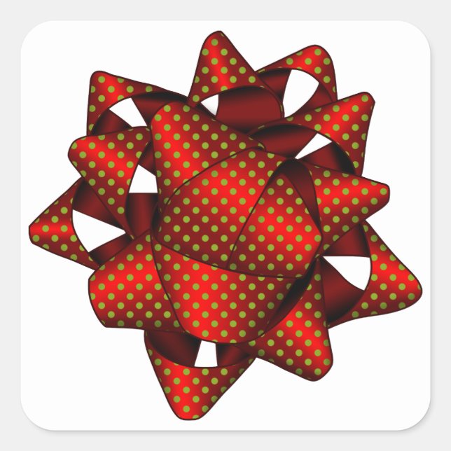 Red Dotted Bow, Square Stickers, Glossy Square Sticker (Front)
