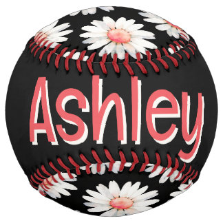 Red Dotted Daisy's (personalise) Softball