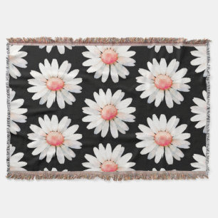 Red Dotted Daisy's Throw Blanket