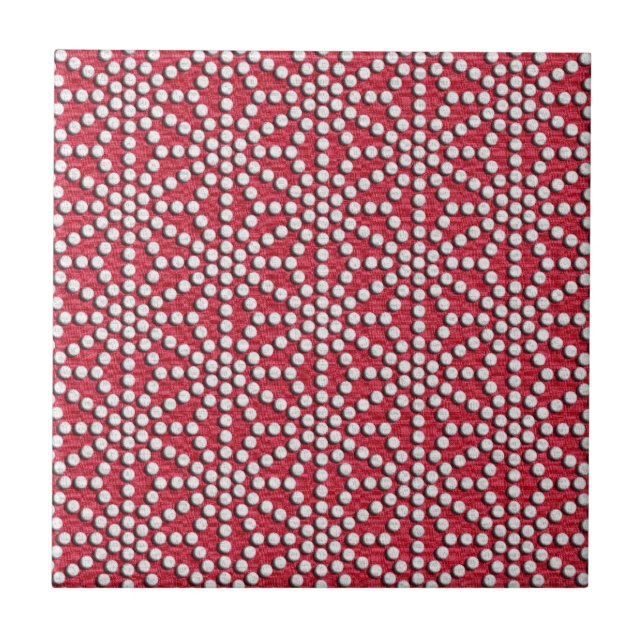 Red dotted Kamishimo japanese pattern Ceramic Tile (Front)