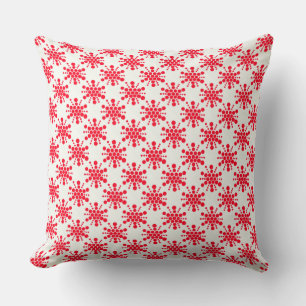 Red dotted stamped star design cushion