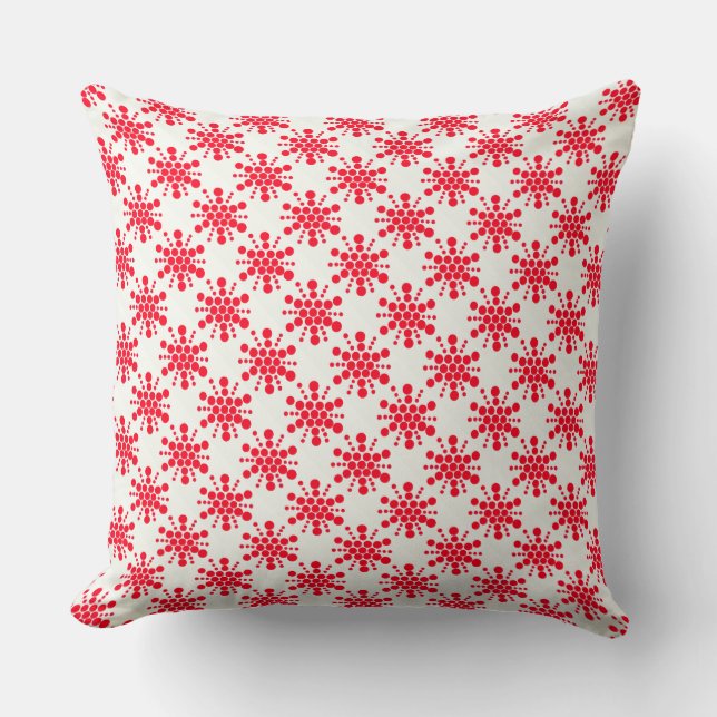 Red dotted stamped star design cushion (Front)