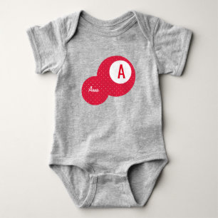 Red Dotty Personalized Monogram Baby Bodysuit