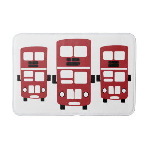 Red double decker bus bathmat rug