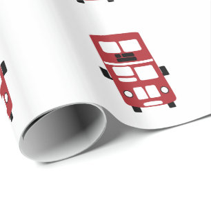 Red double decker bus custom wrapping paper