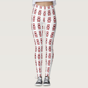 Red double decker bus design leggings
