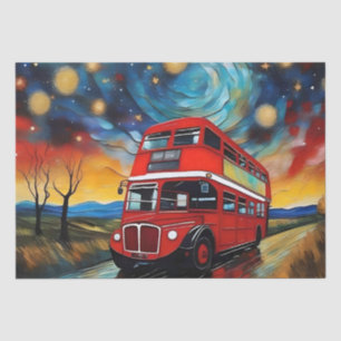 Red Double Decker Bus On A Starry Night, Tissue Paper
