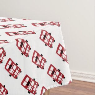 Red double decker bus tablecloth