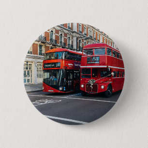 Red Double Decker Buses 6 Cm Round Badge