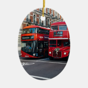Red Double Decker Buses Ceramic Tree Decoration