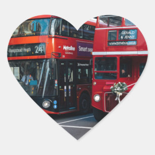 Red Double Decker Buses Heart Sticker