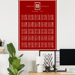 Red Double Happiness Chinese Wedding Seating Chart