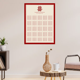 Red Double Happiness Chinese Wedding Seating Chart