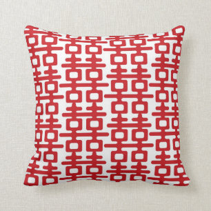 Red Double Happiness Pattern Chinese Wedding Cushi Cushion