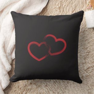 Red Double Heart Throw Pillow