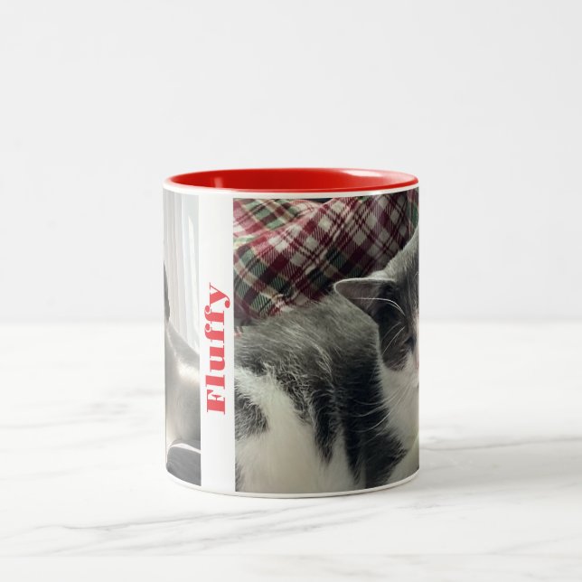 Red Double Pet Photo and Name Mug (Center)