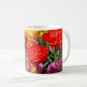 Red double tulips coffee mug