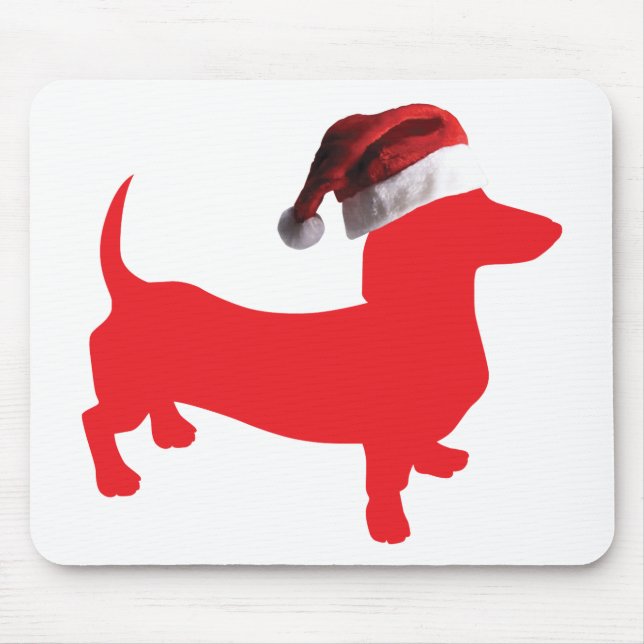 Red-Doxie---And-Santa-Hat Mouse Pad (Front)