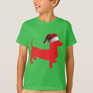 Red-Doxie---And-Santa-Hat T-Shirt