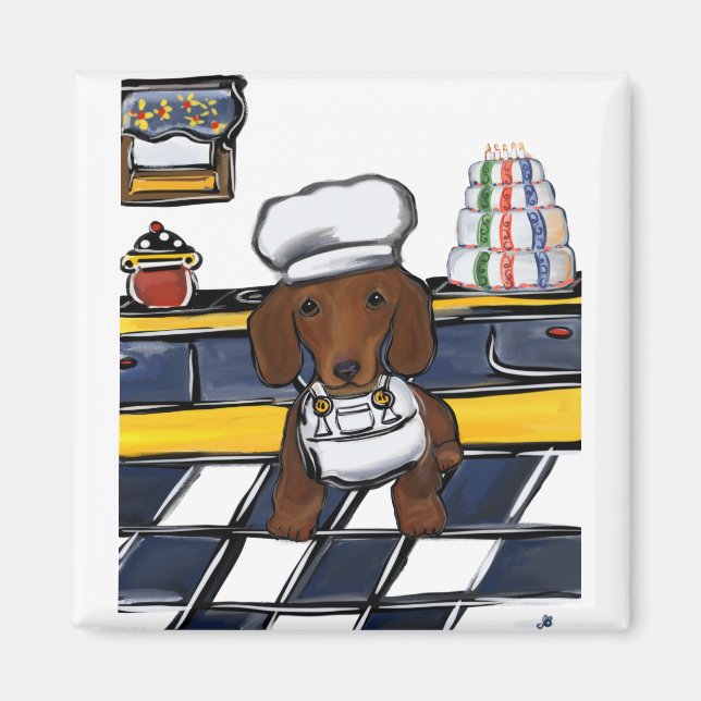 Red Doxie Chef Magnet (Front)