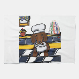 Red Doxie Chef Tea Towel