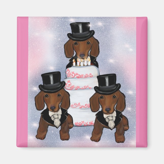 Red Doxie Grooms Magnet (Front)