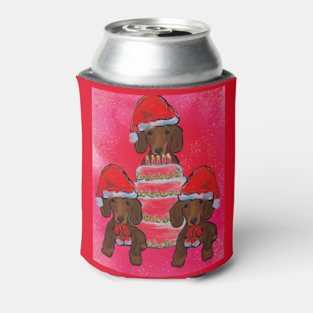 Red Doxies Christmas Can Cooler (Can Back)