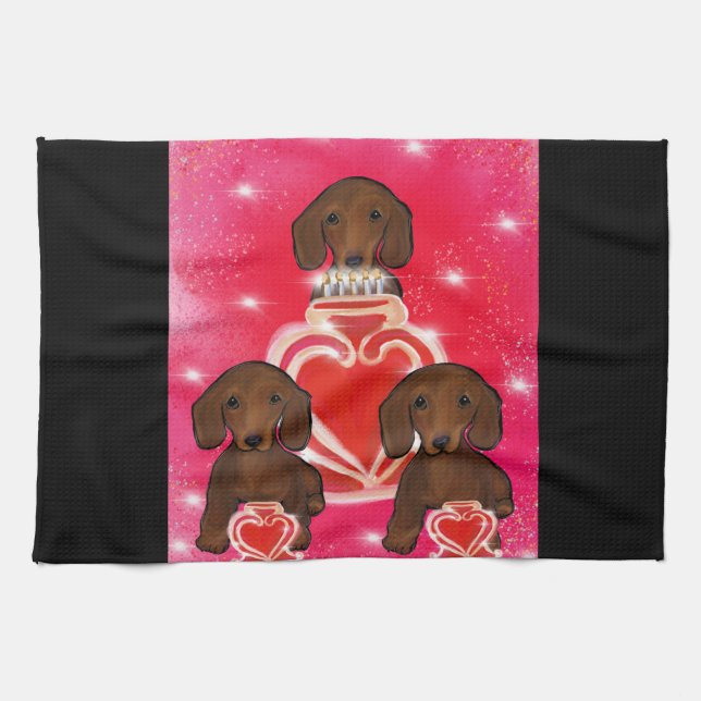 Red Doxies Tea Towel (Horizontal)