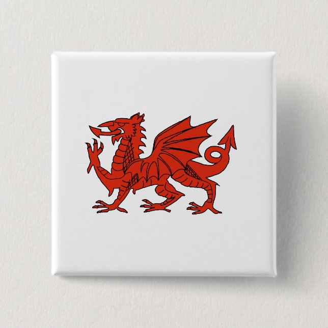Red Dragon 15 Cm Square Badge (Front)