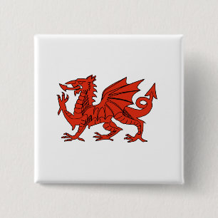 Red Dragon 15 Cm Square Badge