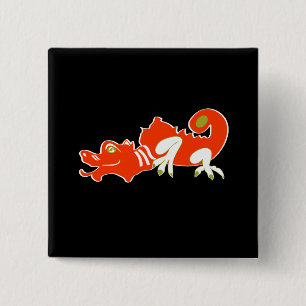 Red dragon 15 cm square badge