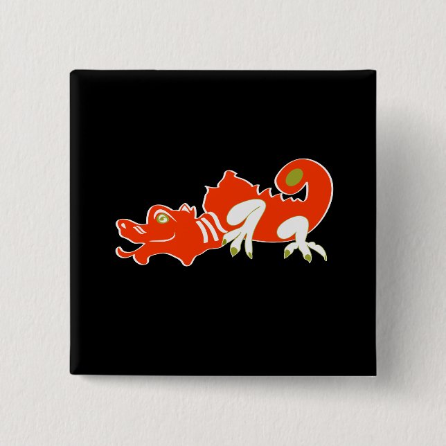 Red dragon 15 cm square badge (Front)