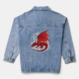 Red Dragon Abstract Denim Jacket