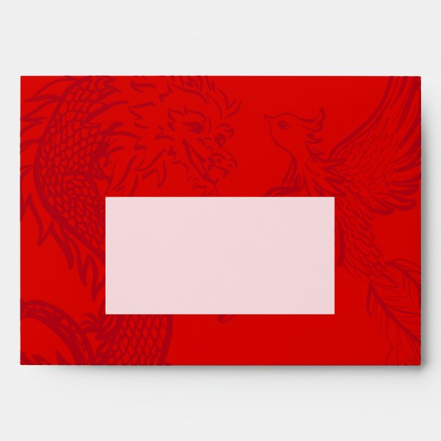 Red Dragon and Phoenix Chinese wedding design Envelope (Front)
