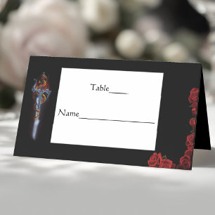 Red Dragon and Roses Place Card
