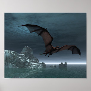 Red Dragon at Night Poster