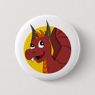Red dragon cartoon  6 cm round badge