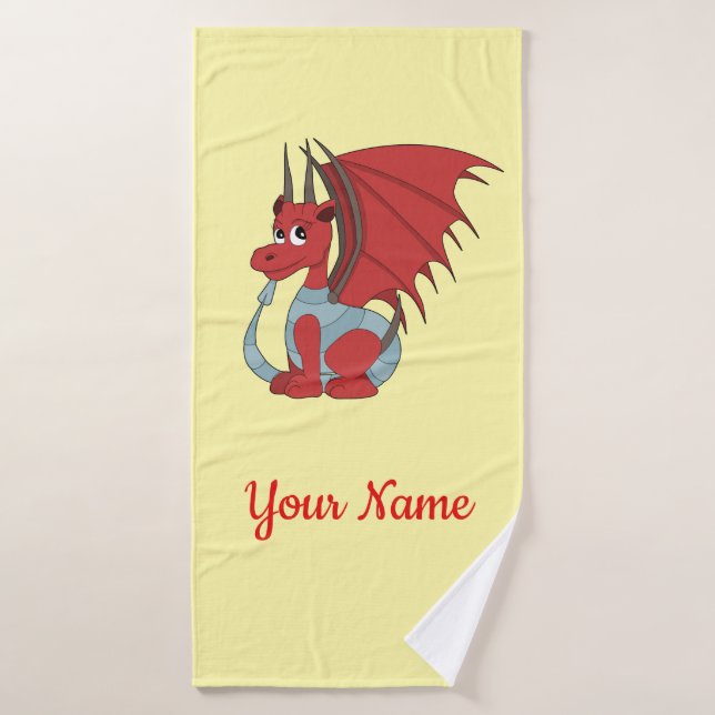 Red Dragon Cartoon  Bath Towel (Bath Towel)