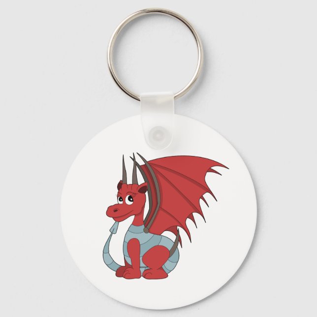 Red Dragon Cartoon  Key Ring (Front)