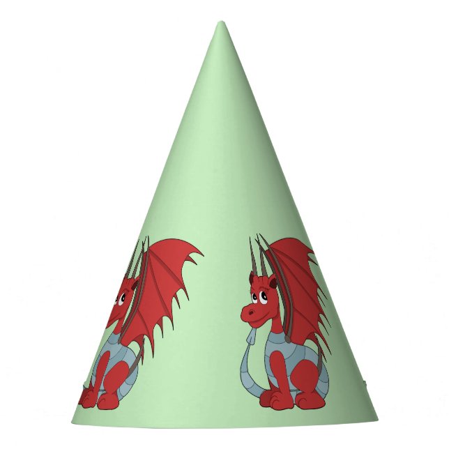 Red Dragon Cartoon  Party Hat (Front)