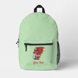 Red Dragon Cartoon Printed Backpack
