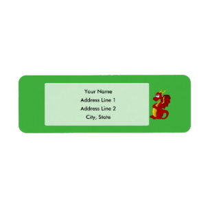 Red dragon cartoon return address label