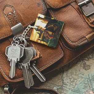 Red Dragon Castle Fantasy Key Ring