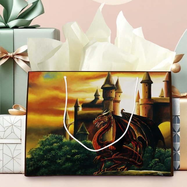 Red Dragon Castle Fantasy Large Gift Bag (Creator Uploaded)