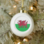 Red Dragon Celtic Flag of Wales & Welsh Ceramic Ball Christmas Ornament<br><div class="desc">A Dragon's Destiny: A New Flag for the Celts --- Inspired by the rich tapestry of Celtic history and mythology, the flag design incorporates traditional Celtic symbolism and a powerful red dragon. The flag's colour palette, featuring vibrant green and crisp white, evokes the lush landscapes and enduring spirit of Celtic...</div>