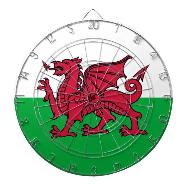 Red Dragon Celtic Flag of Wales & Welsh Dartboard (Front)
