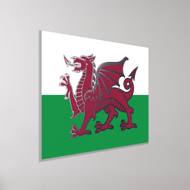 Red Dragon Celtic Flag of Wales & Welsh Foil Prints (Laydown)