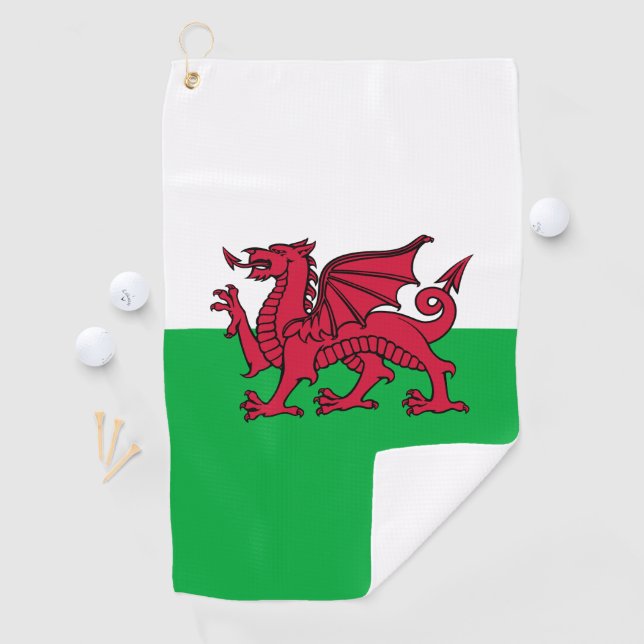 Red Dragon Celtic Flag of Wales & Welsh Golf Towel (InSitu)